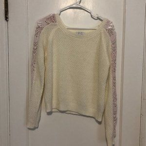 Lightweight Cream Sweater with Fun Sleeve Detailing